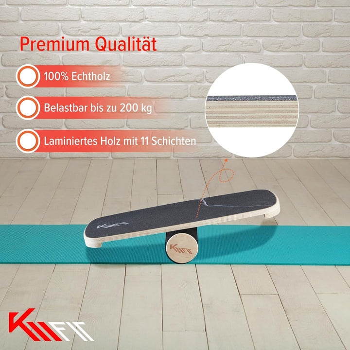 KM-Fit Balance Board | Balancebrett aus Holz | Indoor Skateboard Indoorboard | Surfboard, Surfbrett