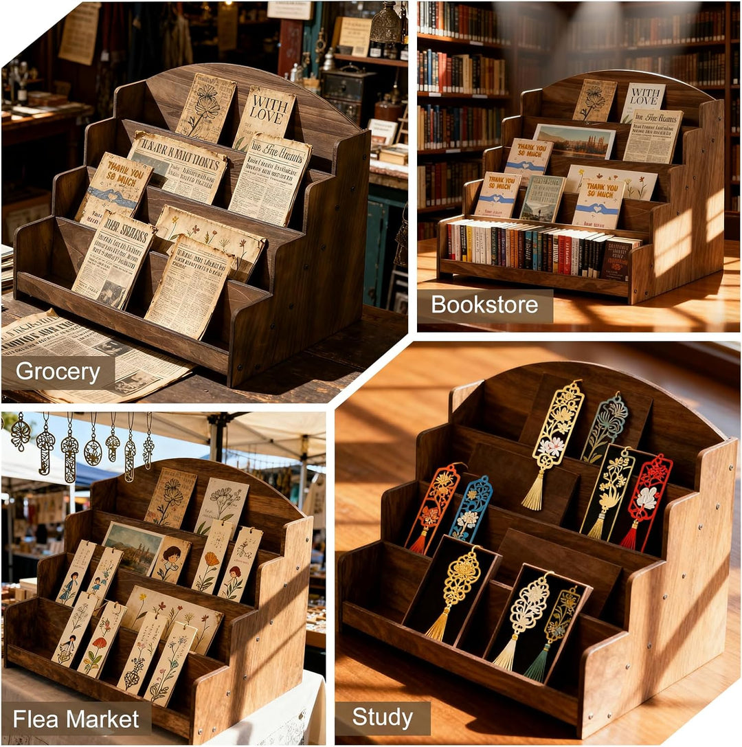 Kartenständer Aus Holz Mit 4 Etage Display Ständer, Postkartenständer, Präsentationsständer, Grusska