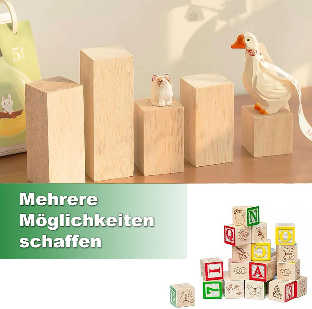 Schnitzholz, 10 Stück Lindenholz Holzblöcke zum Schnitzen, 3,8x3,8x15cm Schnitzen Holzblöcke Unbehan