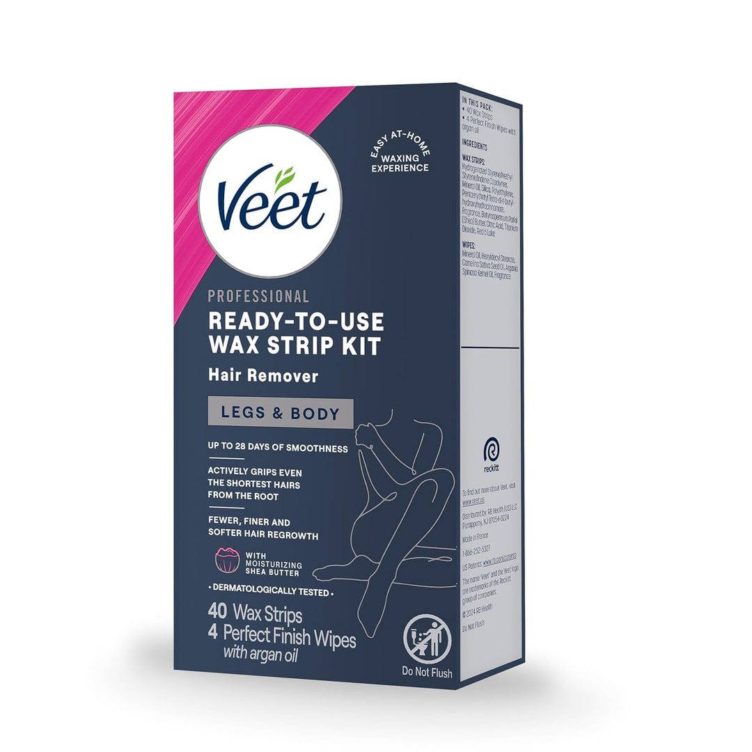VEET ready to use wax strips - Haarentfernung für Beine und Körper - 40 Streifen aus USA