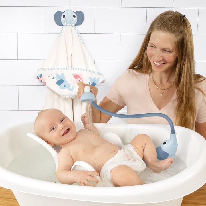 Yookidoo Duschkopf für Baby-Badewanne, Elefanten-Wasserpumpe mit Stammauslauf und Spüler, kontrollie