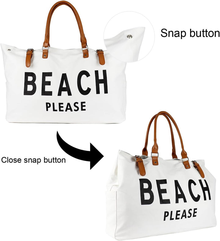 Damen Strandtasche Grosse, Strandtasche XXL Familie Wasserdicht mit Ledergriffe, Beach Bag für Reise