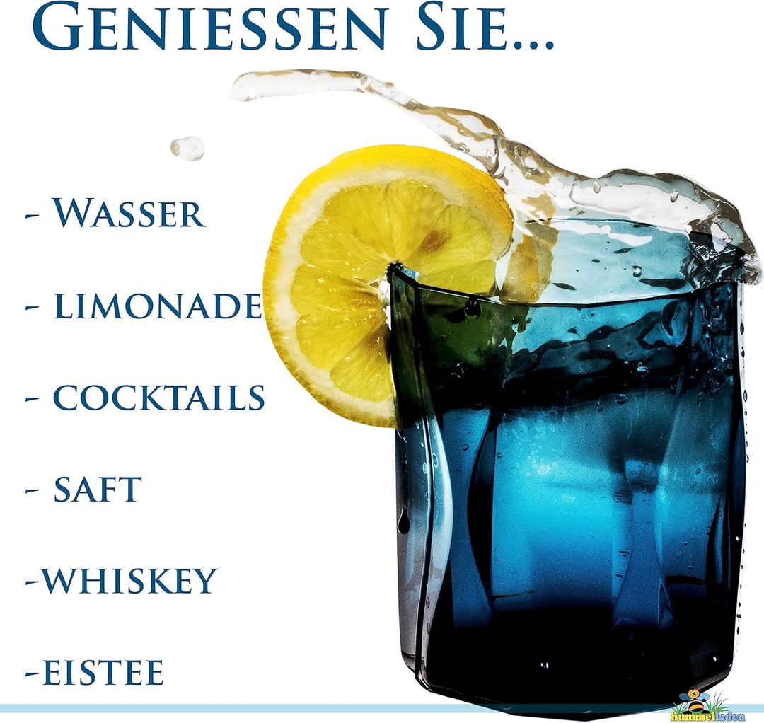 Melamin Geschirr Set für 6 Personen Grau Granit-Optik 24 Teile - mit grauen Trinkgläsern 300 ml - Ca