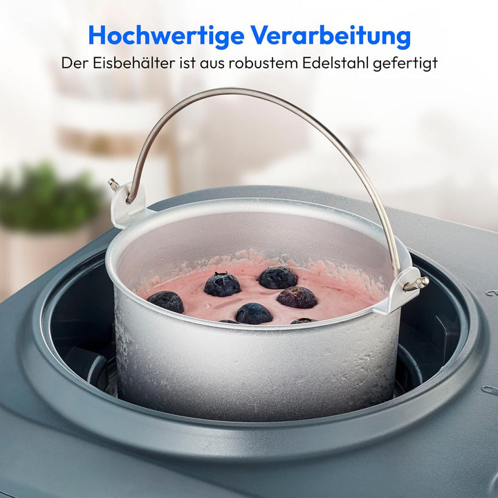 MEDION Eismaschine mit Kompressor (geeignet für die Zubereitung von Eiscreme, Frozen Yoghurt & Sorbe