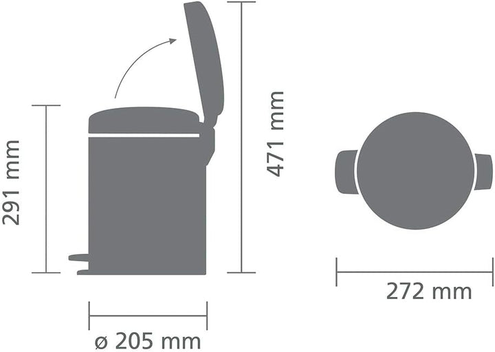 Brabantia Treteimer mit Inneneimer aus Kunststoff, stahl, Brilliant Steel, 5L, Brilliant Stahl 5 Lit