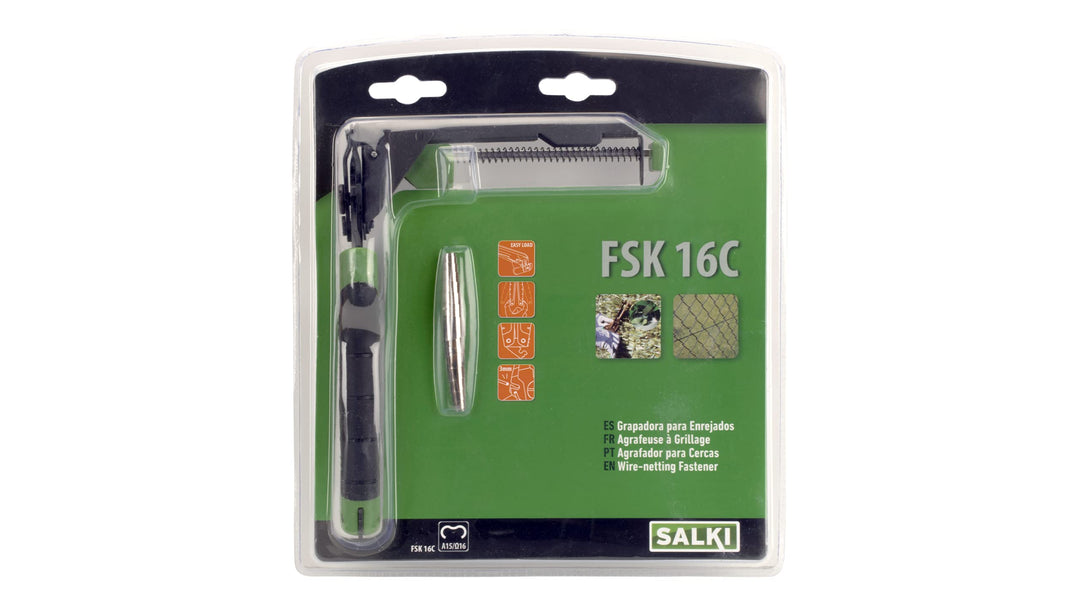 Zaunhefter FSK16C mit Ladegerät SALKI - Zaunzange mit eingebautem Drahtschneider bis zu 3 mm Stärke,