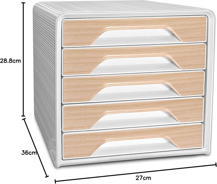 CEP Schubladenbox mit 5 flachen Schubladen Silva Weiβ Holz Weiss / Buche, Weiss / Buche