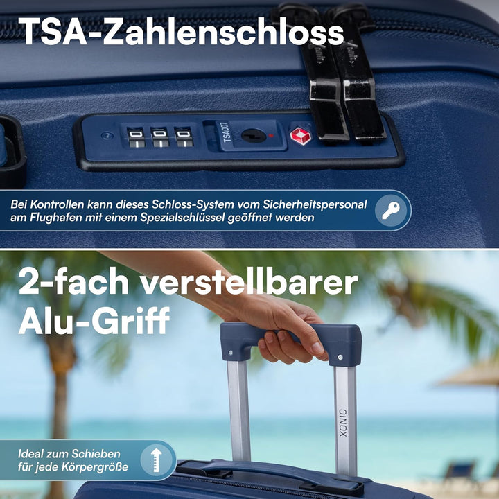 Xonic® Hartschalenkoffer M für 40L - Bruchsicherer Rollkoffer Polypropylen mit 360° Doppelrollen & T