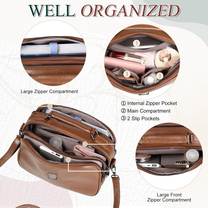 Kasgo Umhängetasche Damen, Elegant PU Leder Crossbody Bag Schultertasche Klein Handtasche für Frauen