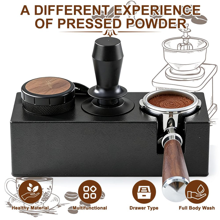 Rppiup Tamperstation für Barista(51-58mm), Tamping Station aus ABS, Einstellbar Coffee Schwarz Tampe