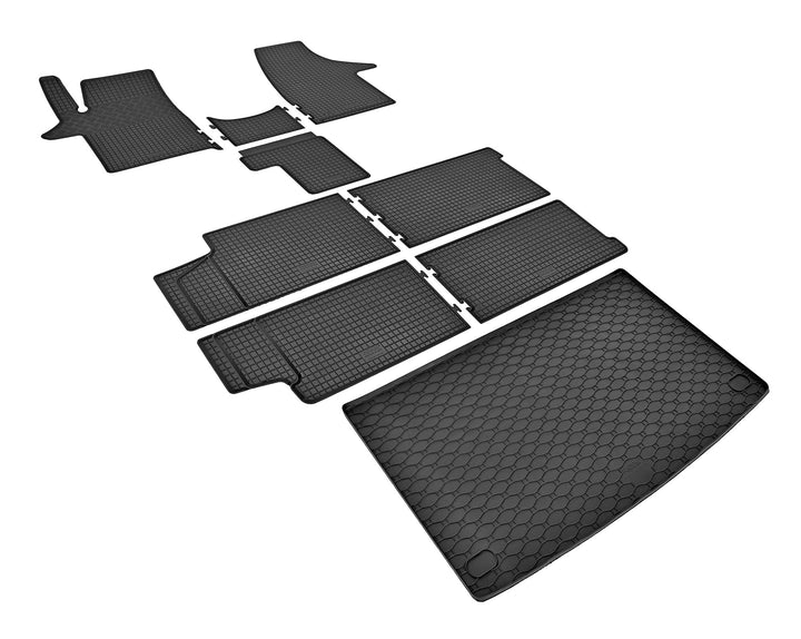 Z4L Gummifussmatten und Kofferraumwanne EIN Set geeignet für VW T6 Transporter/Caravelle 8 Sitze ab