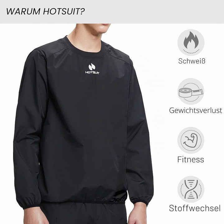 HOTSUIT Saunaanzug für Herren, reissfest Schwarz-Nur Jacke 4XL, Schwarz-Nur Jacke 4XL