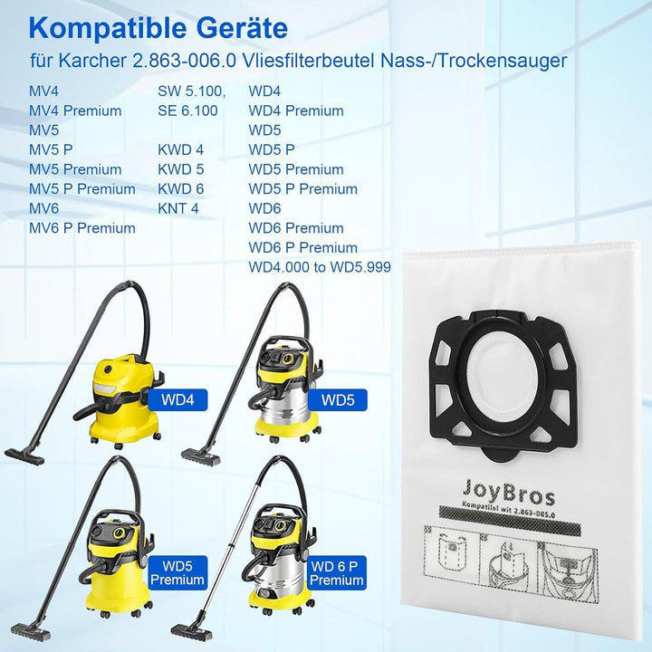 Staubsaugerbeutel Kompatibel mit Kärcher KFI 487 wd4 ps wd5 ps wd6 ps wd5p wd6p Premium 2.863-006.0