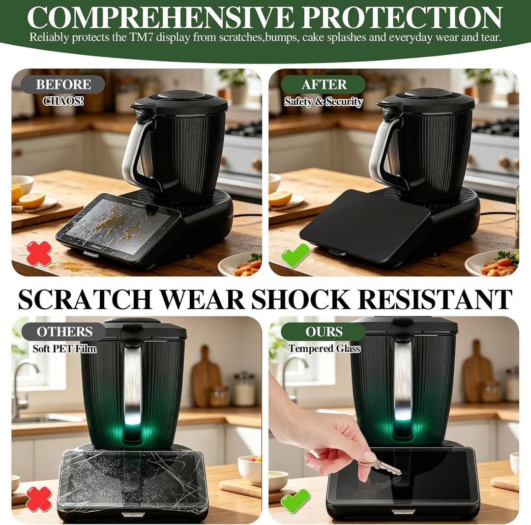 1 Stück Silikon Displayschutz, 2 Stück Displayschutzglas für Thermomix TM7