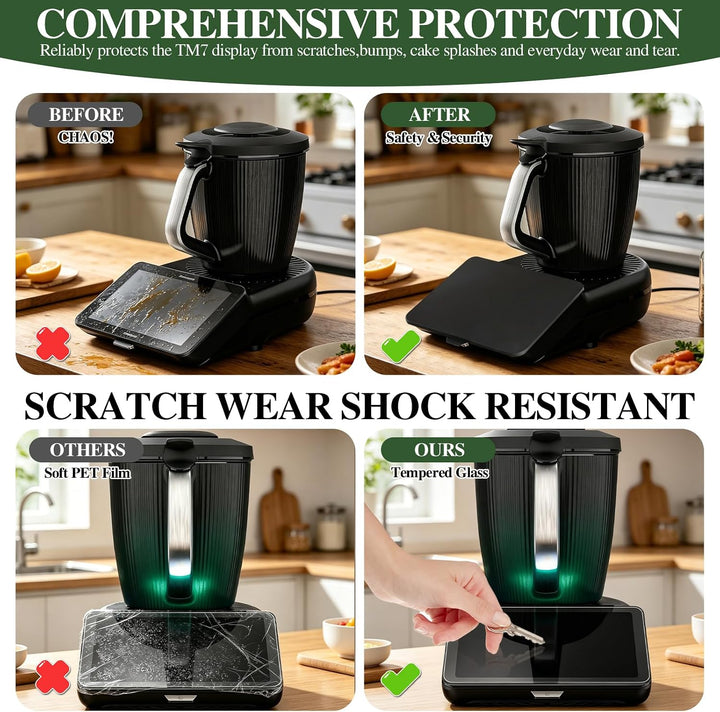 1 Stück Silikon Displayschutz, 2 Stück Displayschutzglas für Thermomix TM7