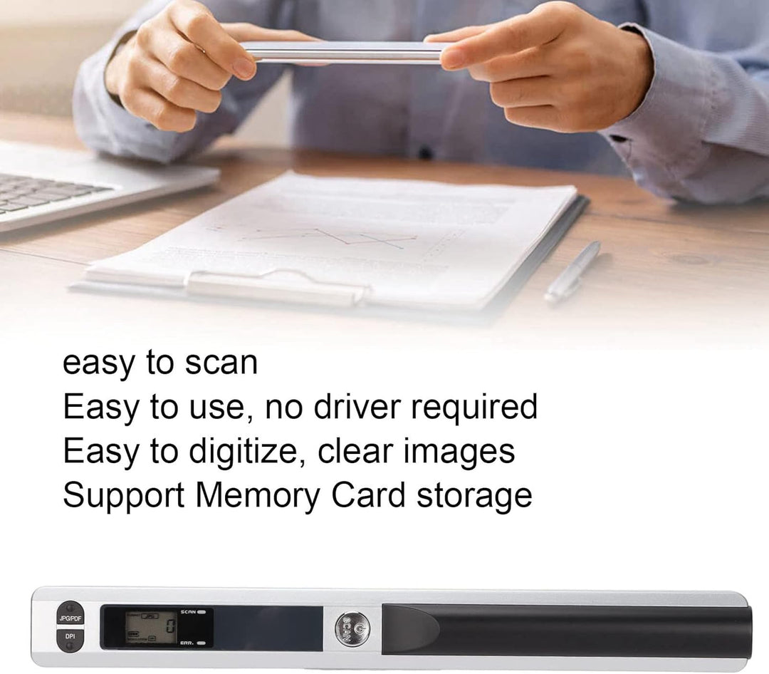 ciciglow Dokumentenscanner, 300 600 900 DPI A4 Tragbarer Handscanner Speicherkartenspeicher Quittung
