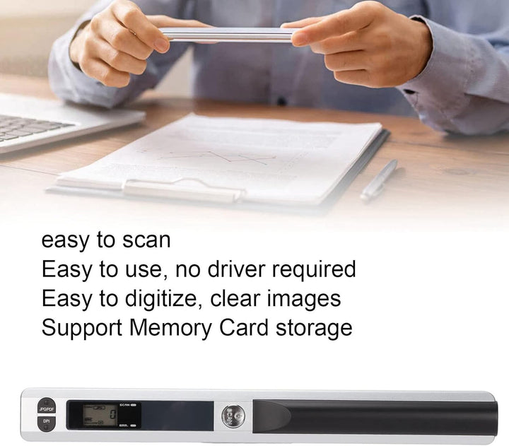 ciciglow Dokumentenscanner, 300 600 900 DPI A4 Tragbarer Handscanner Speicherkartenspeicher Quittung
