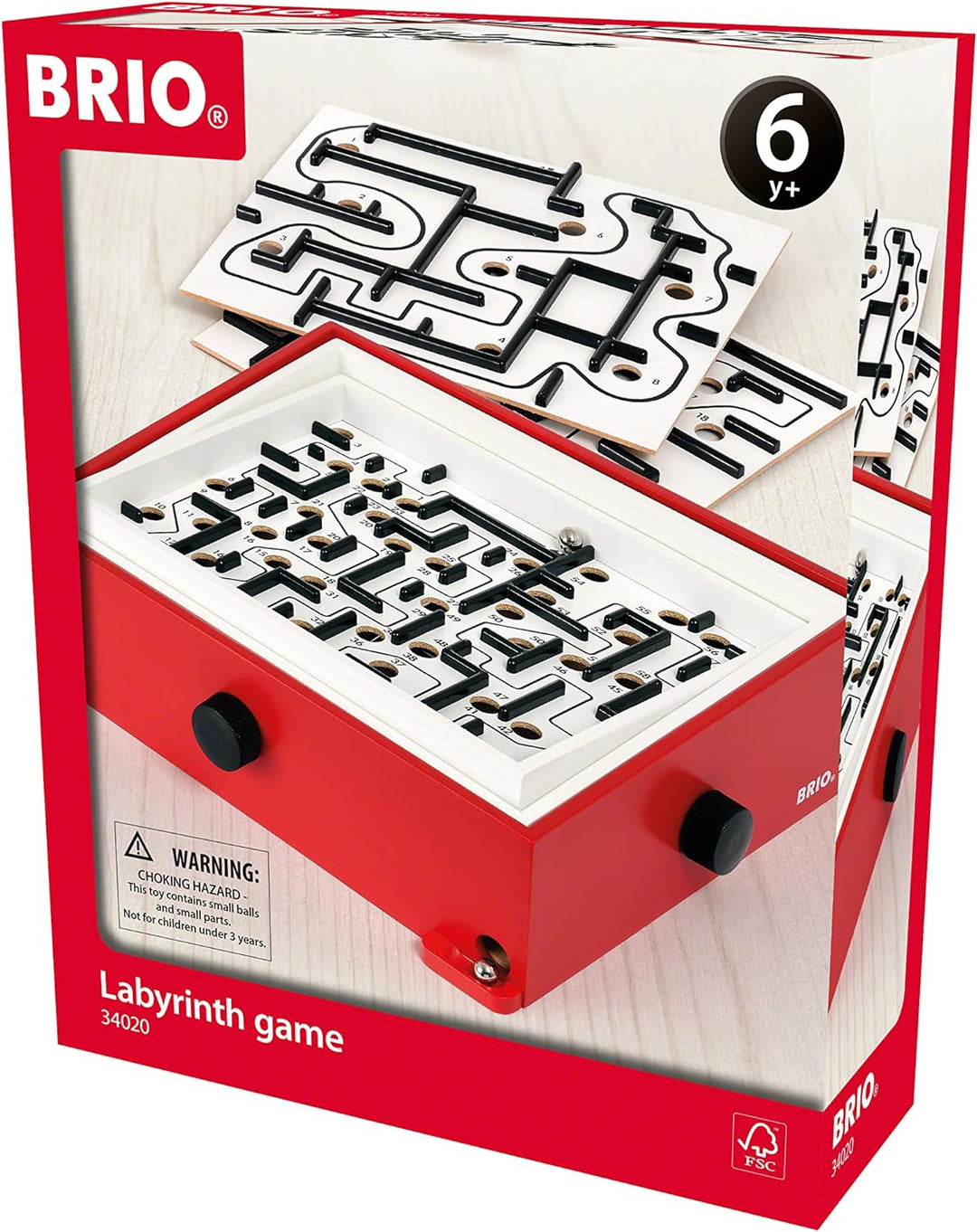 BRIO 34020 Labyrinth mit Übungsplatten, rot ab 6 Jahren &amp; Spiele 34017 Holz-Flipper Space Safari - P