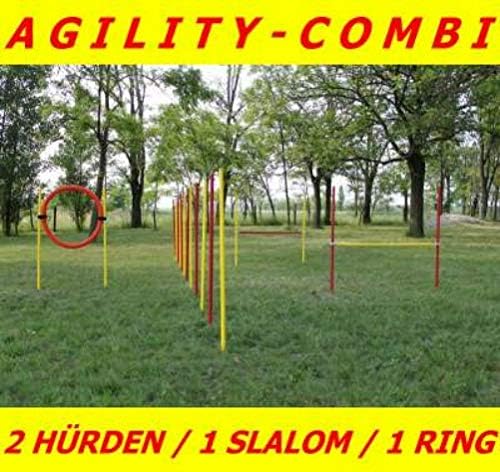 AGILITY-ÜBUNGS-ANFÄNGER-SET MIT SPRUNGRING / SLALOM / HÜRDEN