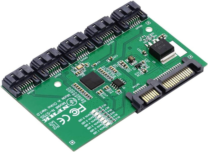 NFHK SATA 3.0 6Gbps 1 bis 5 Splitter Ports HUB Adapter Konverter PM Multiplier Port Selector JMB575