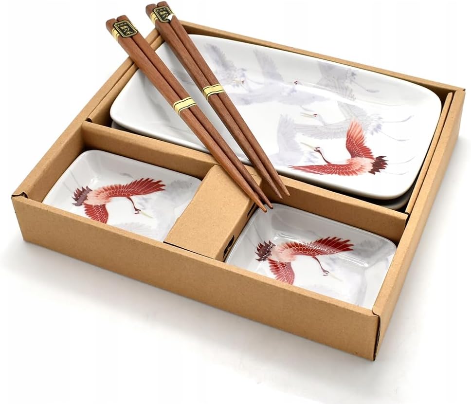 Luxus - Sushi-Set - Kraniche - 6 Stück - Sushi Set - 2 Personen - Japanisches Geschirr - Inklusive -