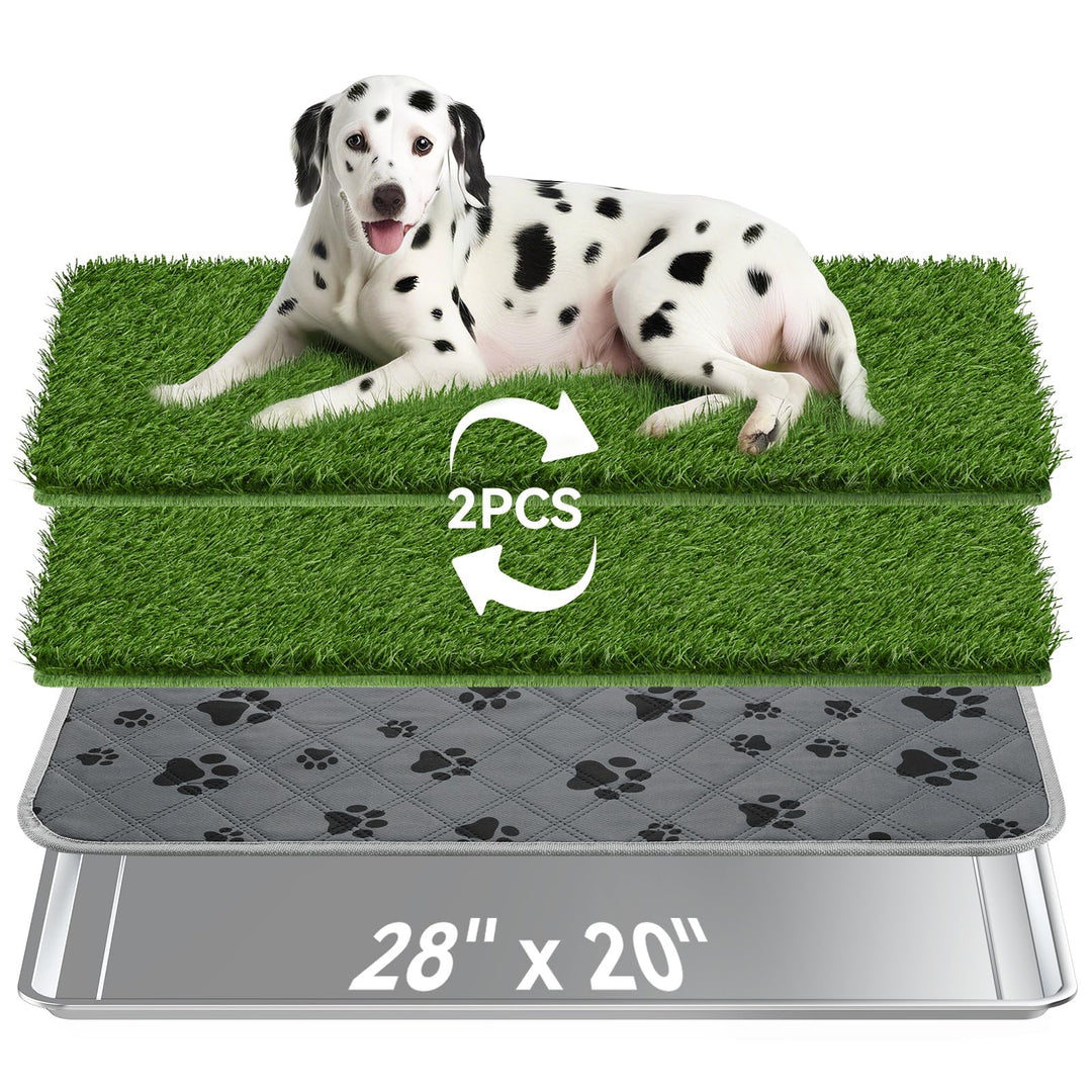 Edelstahl Hundetoilette Grasmatte mit Tablett, 70 x 50 cm Hundeklo mit 2 Wiederverwendbaren Kunstras