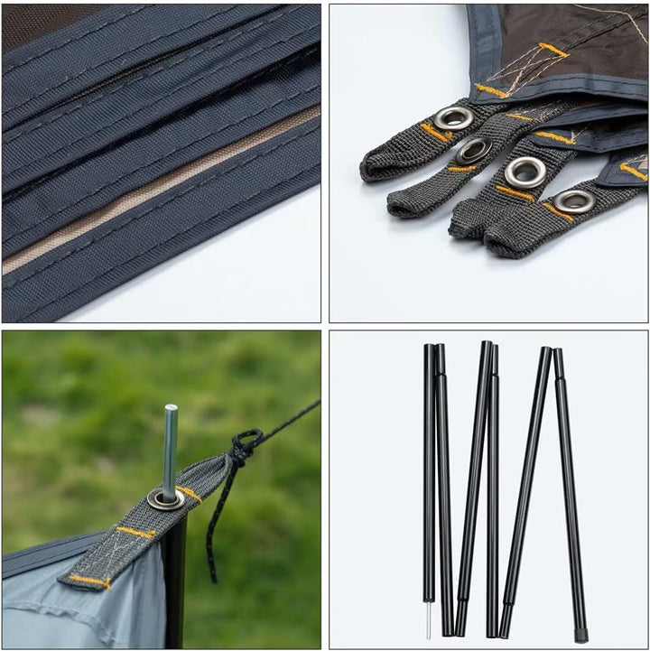 Forceatt Zeltplane, 3,7 * 4,3 m Tarp Ultraleicht mit 6 Umreifungspunkten, Anti-UV & wasserdicht Tarp