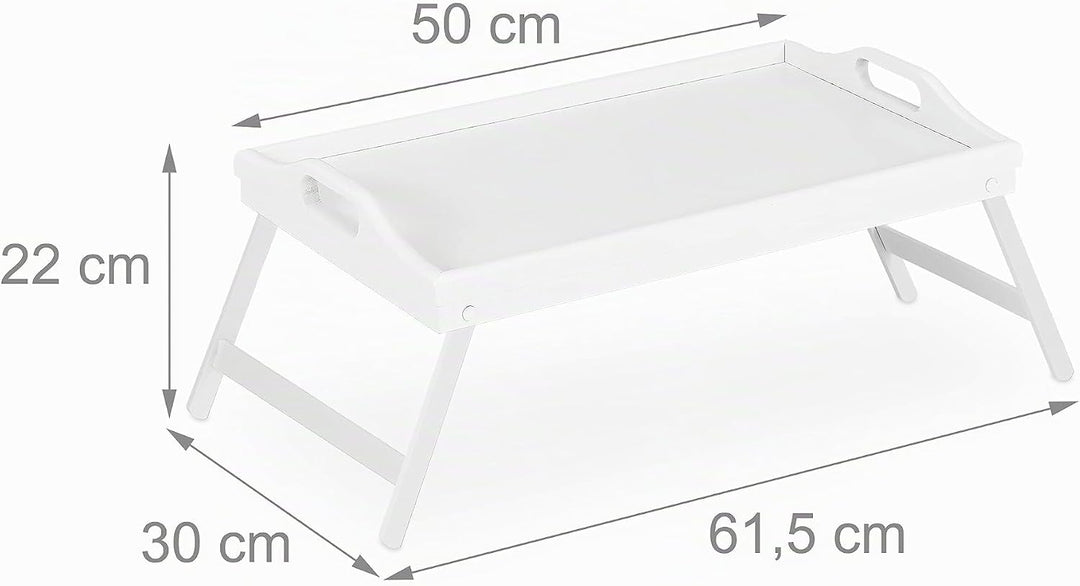 2 x Betttablett Bambus, klappbar, mit Griffen, erhöhter Rand, zum Frühstücken &amp; Servieren, HBT 22x61