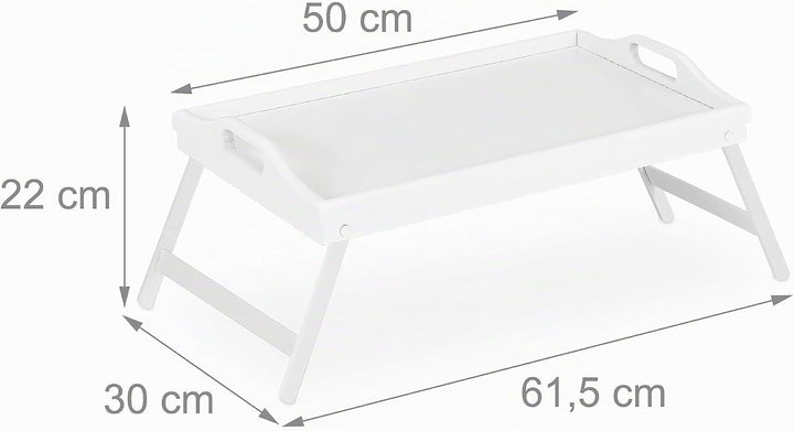 2 x Betttablett Bambus, klappbar, mit Griffen, erhöhter Rand, zum Frühstücken &amp; Servieren, HBT 22x61
