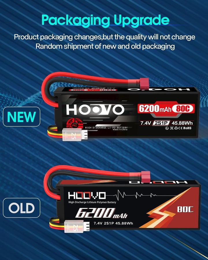 HOOVO 2S Lipo Akku 7,4V 80C 6200mAh RC Batterie mit Deans Stecker Batterie für RC Auto Flugzeug Heli