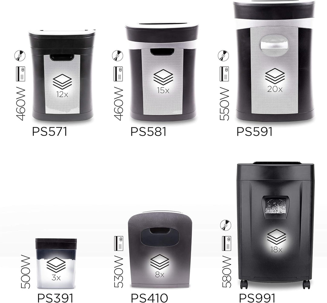 Duronic PS591 Aktenvernichter, Schredder mit Sicherheitsstufe P2, Reisswolf für Büro und Home-Office