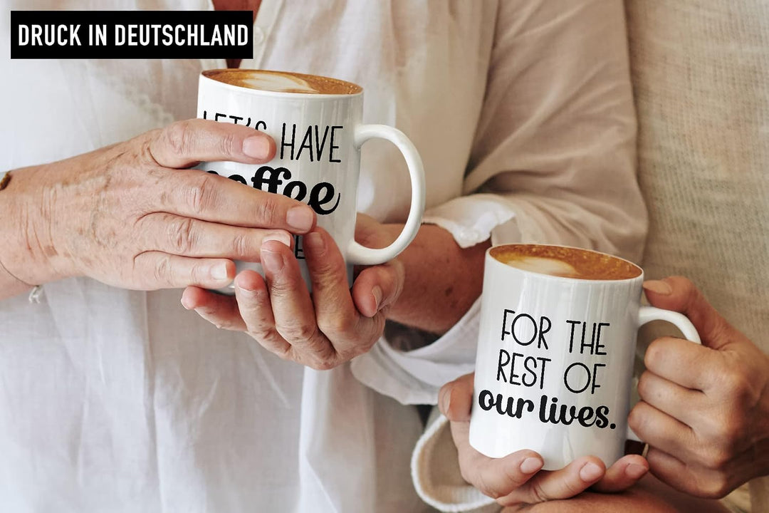 Trendation - Partner Tassen Set Geschenk für Sie Ihn Fernbeziehung Freundin Freund Valentinstag Lieb