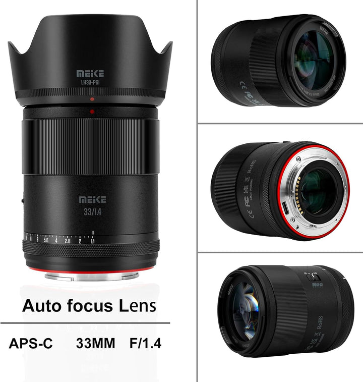 Meike 33mm F1.4 Weitwinkel APS-C AF STM(Schrittmotor) Objektiv Autofokus Festbrennweiten für Sony E