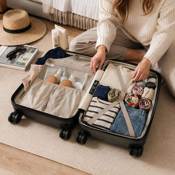 Aerolite ABS Hartschalen Trolley Koffer Reisekoffer mit 4 Rollen Cabin Kabin_handgepäck 55x40x20, Ca