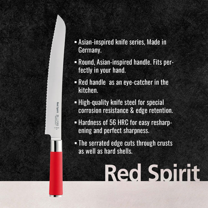 F. DICK Brotmesser, Sägemesser, Red Spirit (Messer mit Klinge 26 cm, X55CrMo14 Stahl, nichtrostend,