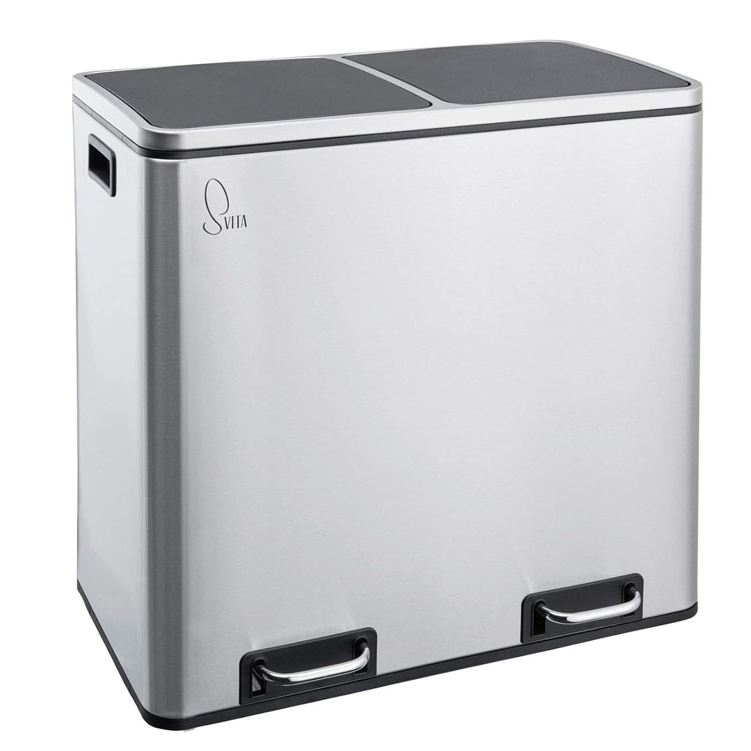 SVITA TM2X24 Treteimer 48 Liter Abfalleimer Mülleimer Design Mülltrennung Papierkorb Küchen-Ordnung