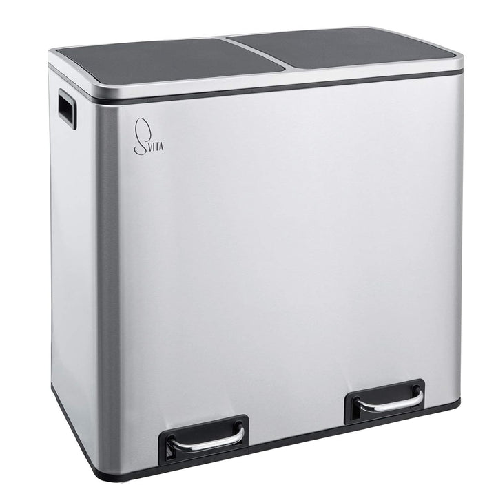 SVITA TM2X24 Treteimer 48 Liter Abfalleimer Mülleimer Design Mülltrennung Papierkorb Küchen-Ordnung