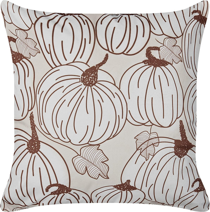 Zierkissen 2er Set 45x45 cm Halloween Kürbis-Motiv beige/braun Samtstoff Gourd
