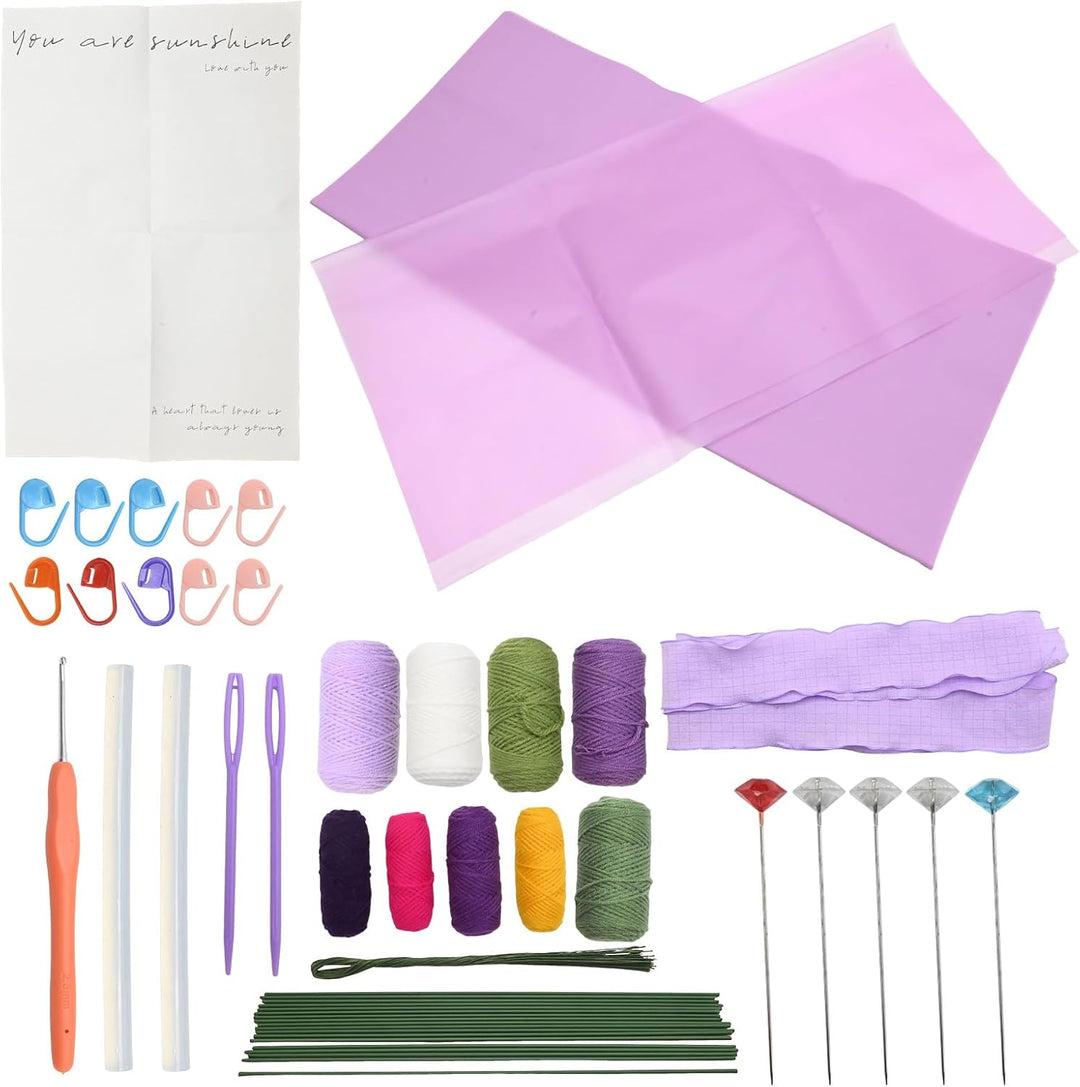 Hoypeyfiy DIY Häkel Geschenkset, Komplettes Set mit Nadel, Garn & Anleitung für Rosen, Ideales Kreat
