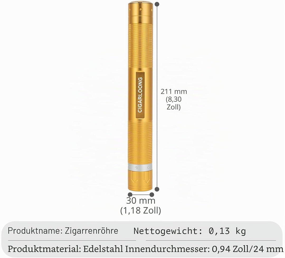 Zigarrenetui 3-in-1 Edelstahl Zigarrenrohr mit Hygrometer, Zigarrenpunsch und Zigarrenhalter, langle