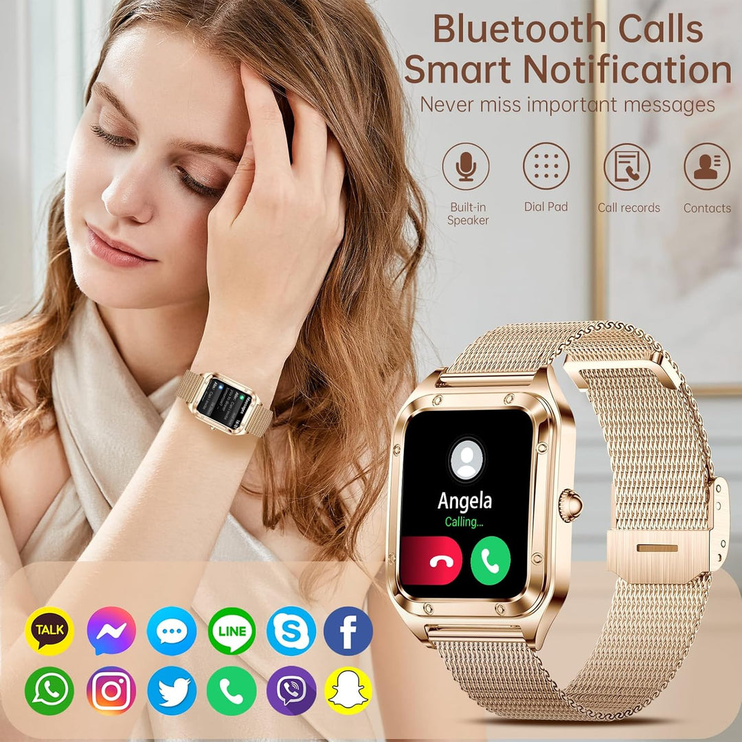 Smartwatch für Damen mit Sprachassistent,1,59" Touchscreen Damen Smart Watch mit Tätigen/Annehmen vo