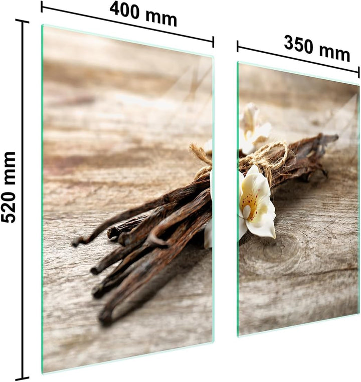 TMK ArtDeko Herdabdeckplatte 2 Teilig 40x52 + 35x52 cm - Spritzschutz Herdabdeckung – Herdschutz aus