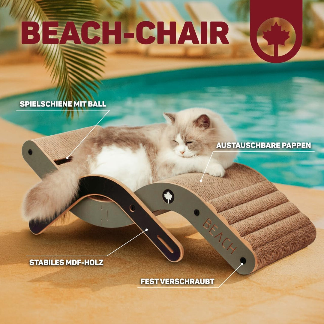 CanadianCat Company | Design-Kratzmöbel Beach Chair | Kratzbrett Katzenliege, Sonnenliege, Hängematt