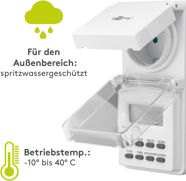 Goobay 55546 3x Digitale Zeitschaltuhr / IP44 / Programmierbar / Indoor und Outdoor / LCD Display /