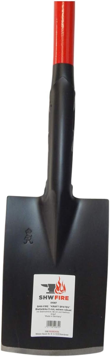SHW-FIRE Kraftspaten - Gärtnerspaten, pulverbeschichtet, mit 92 cm Stahlrohrstiel und Hartholzknauf
