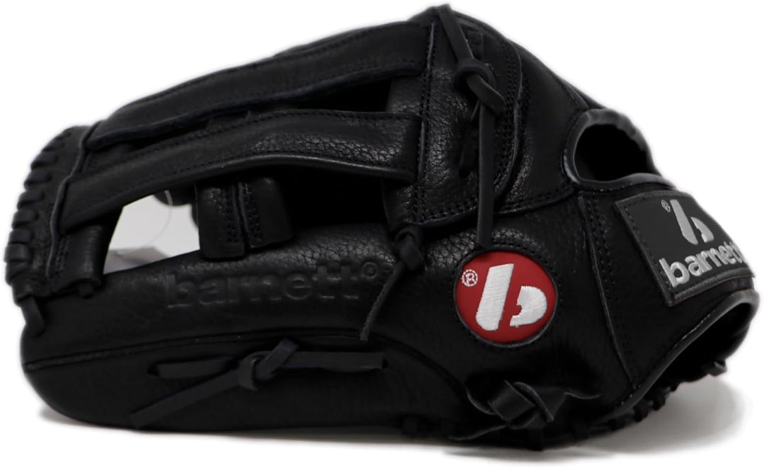 BARNETT GL-127 Baseball Handschuh, Echtleder, Wettkampf, Outfield &amp; Softball 12,7", schwarz Rechte H