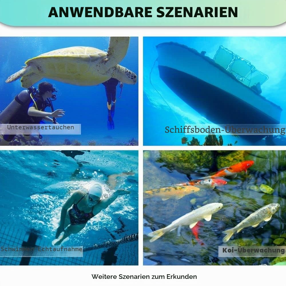 Unterwasserkamera, Aquarium Live Streaming Teich 5MP Kameras mit 32ft Kabel, Kamera