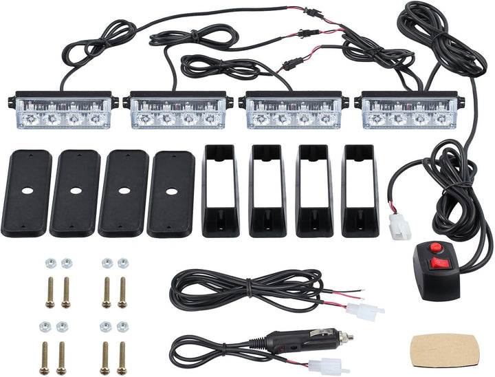 EYPINS 4X 4 LED Frontblitzer, Blinklicht Stroboskop Warnlicht Warnleuchte Notfall Warnung Blitzer Da