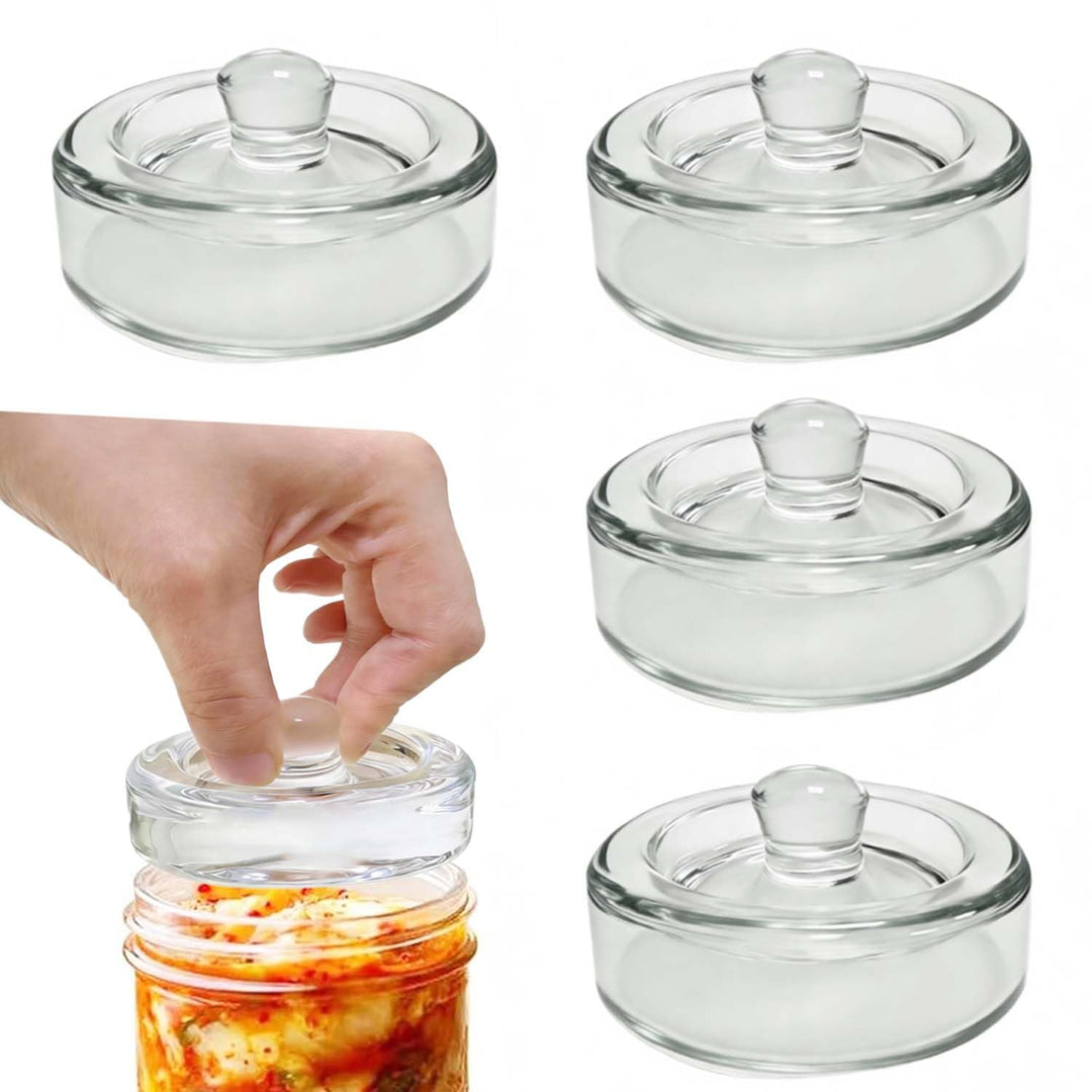 4 Stück Fermentiergewichte mit Ø 8 cm, Glasgewichte zum Fermentieren von Gemüse in Salzlake, Ideal z