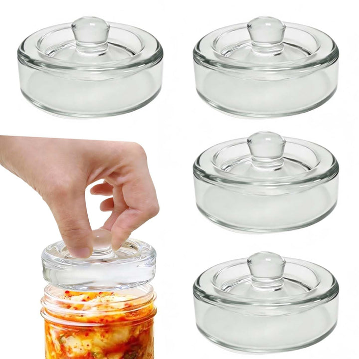 4 Stück Fermentiergewichte mit Ø 8 cm, Glasgewichte zum Fermentieren von Gemüse in Salzlake, Ideal z